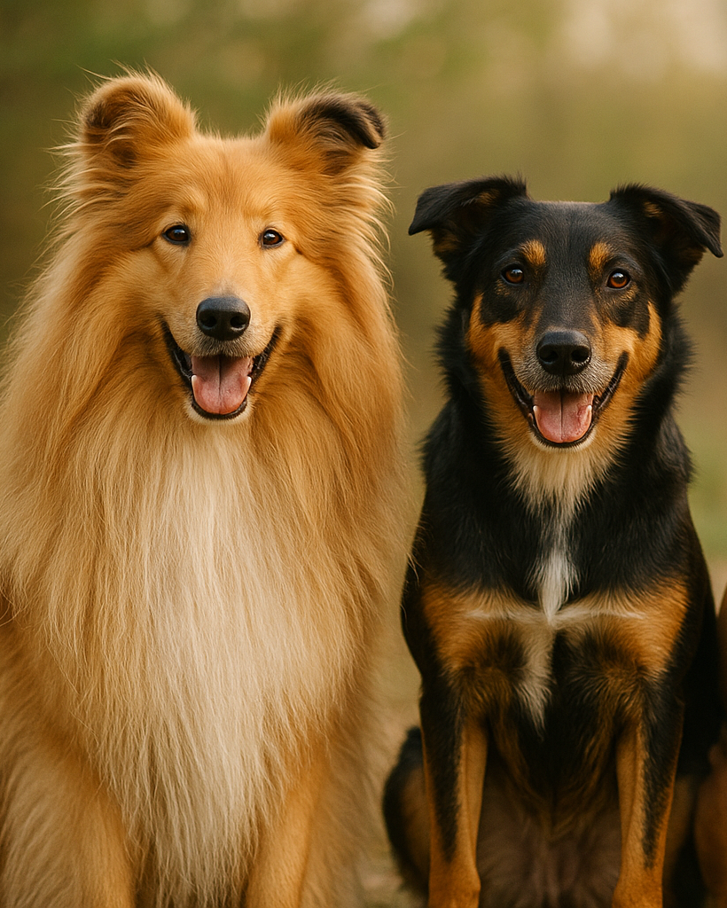 beautiful dogs with lots of hair, medium hair, and short hair